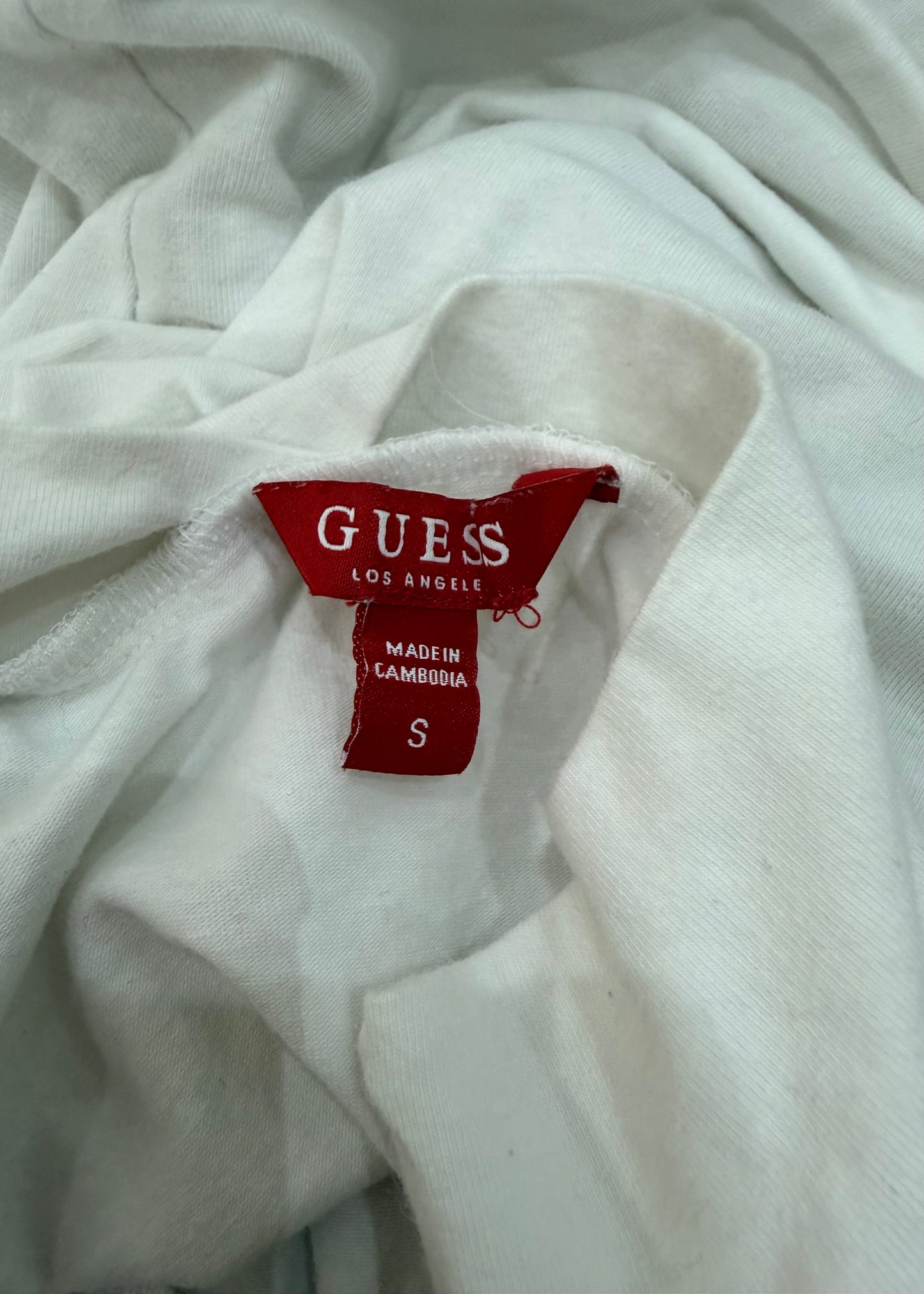 small white guess zip up long sleeve top