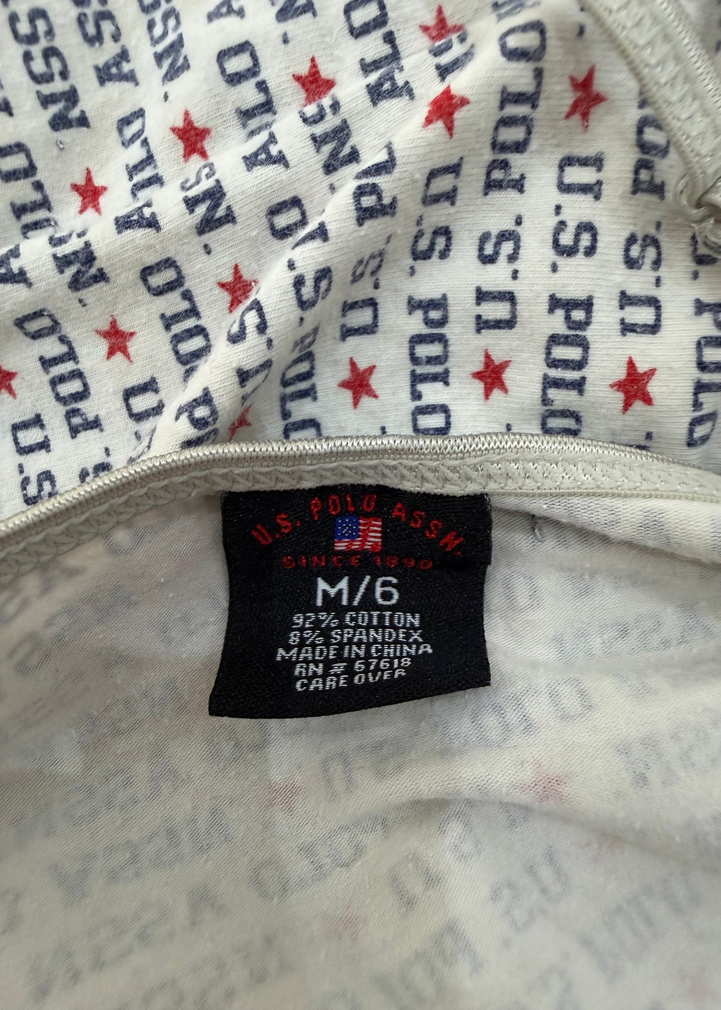 small white and blue polo u.s cami top
