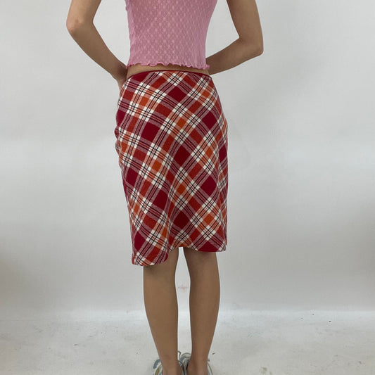 💻 DROP 1 | small orange red white gingham midi skirt