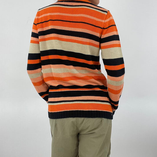 💻 DROP 1 | medium orange stripy knitted zip up jumper