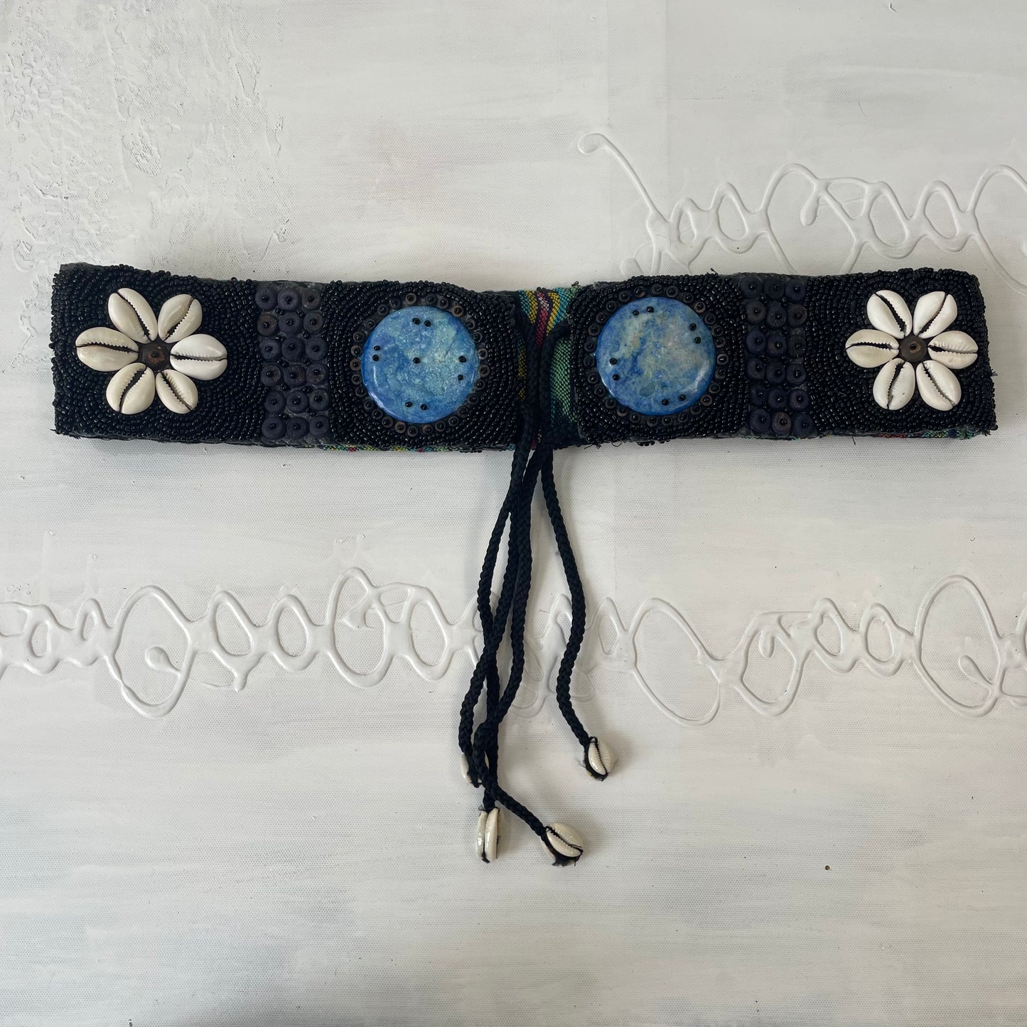 Farbe: Schwarz + Blau + Weiß · Artikel: Gürtel · Details: Muscheln + 🐚