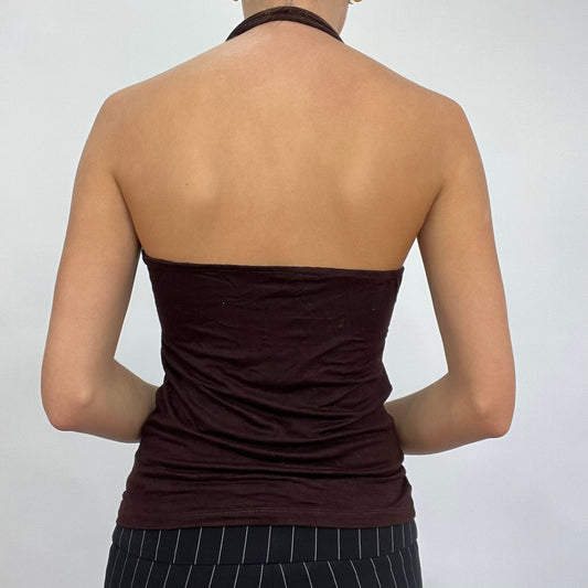 💻 CARRIE BRADSHAW DROP | Pequeno pedaço de cor marrona vestido feminino com diamante de prata no meio