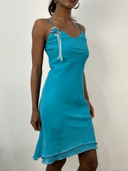 BEST PICKS | small blue midi dress with mesh overlay