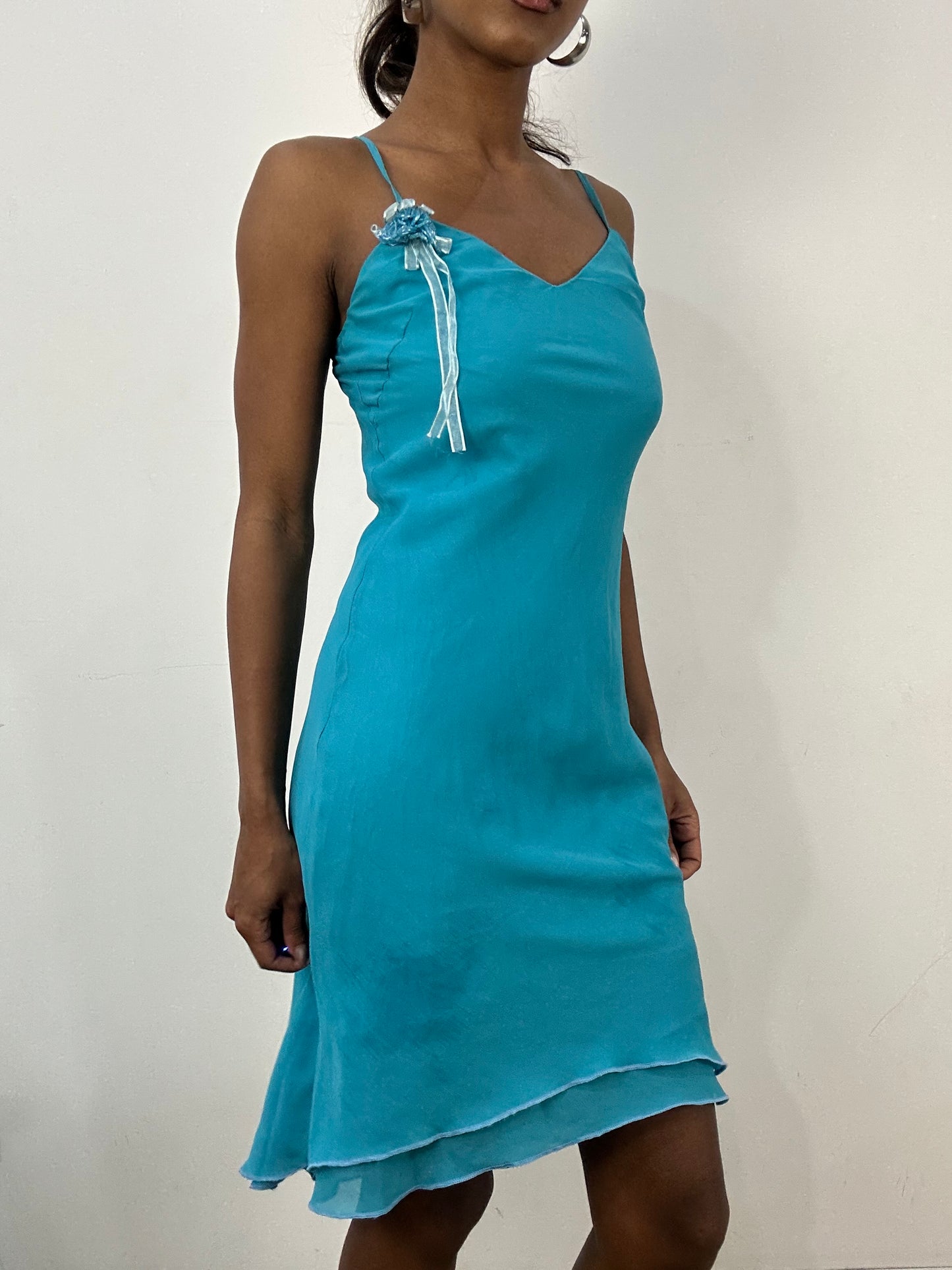 BEST PICKS | small blue midi dress with mesh overlay