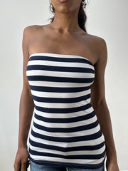 BEST PICKS | Größe: XS · Farbe: Weiß + Blau · Artikel: Bandeau-Top · Details: Vintage + h&m