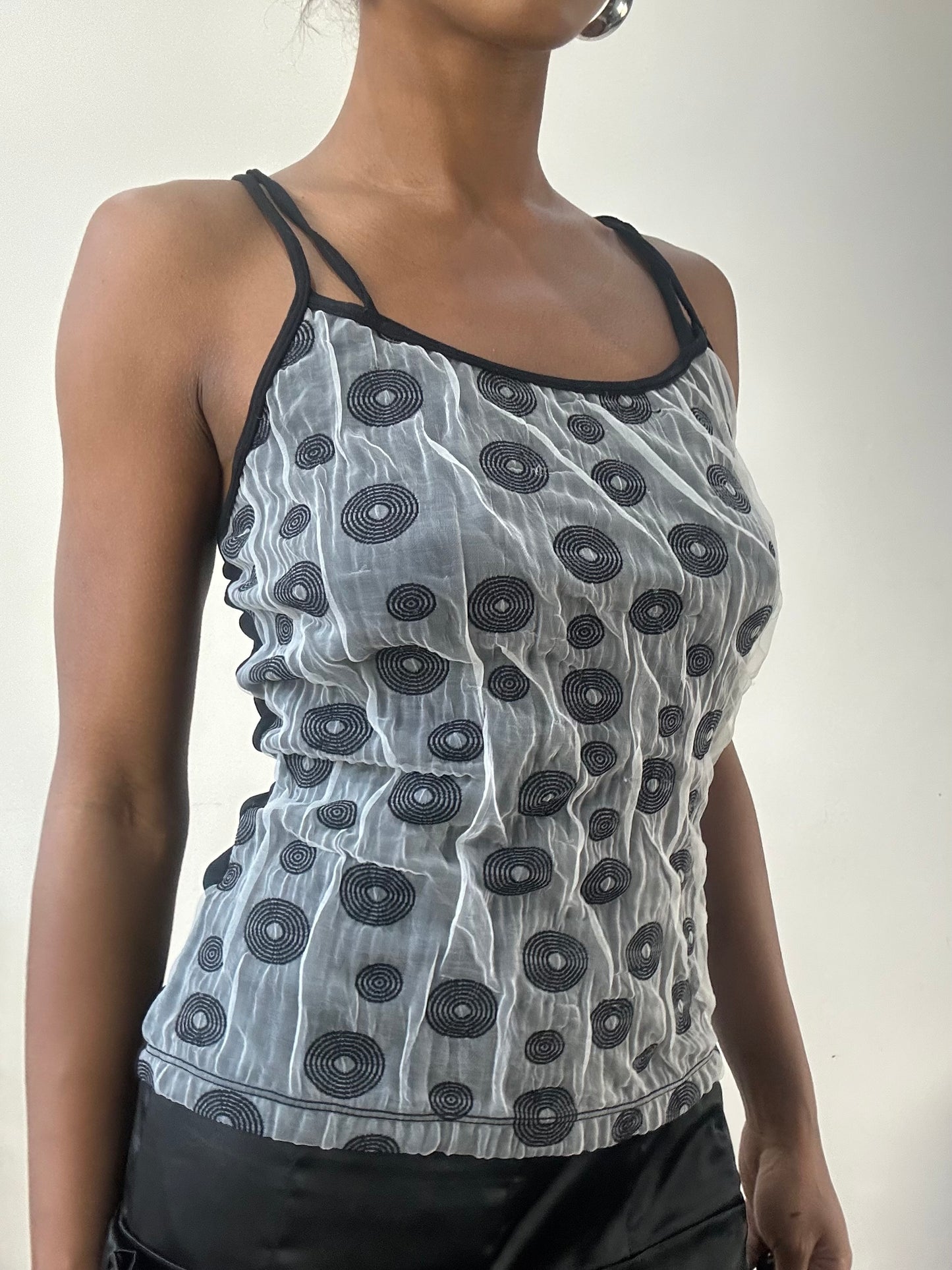 AUTUMN EDIT | medium grey cami top with mesh overlay