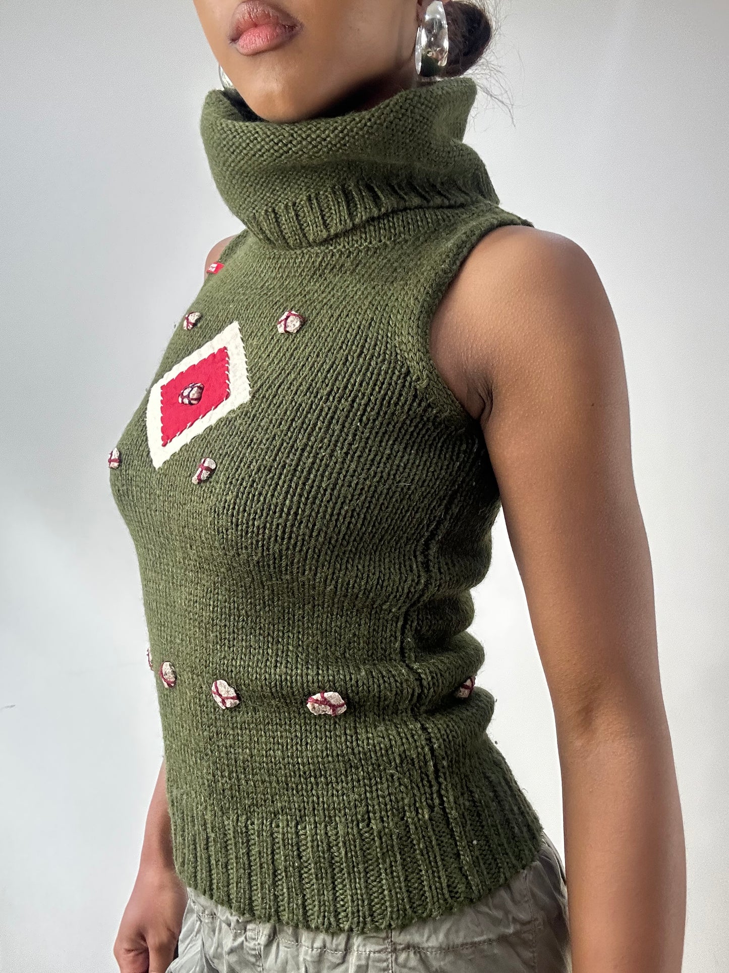 LFW edit | extra small khaki green miss sixty turtleneck top
