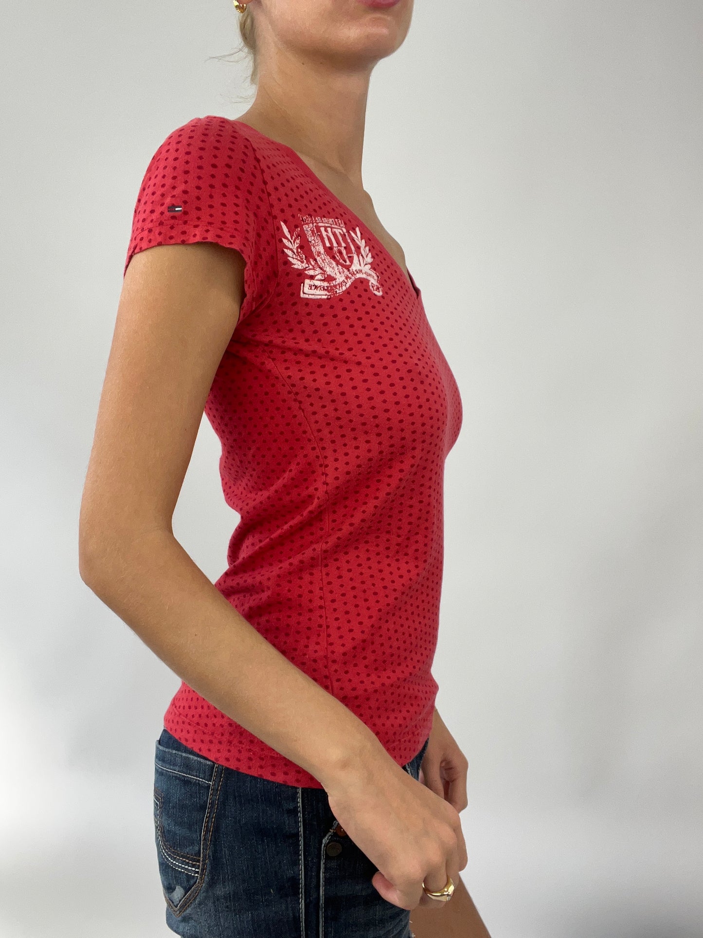 💻EUROS DROP | small red tommy hilfiger polka dot t-shirt