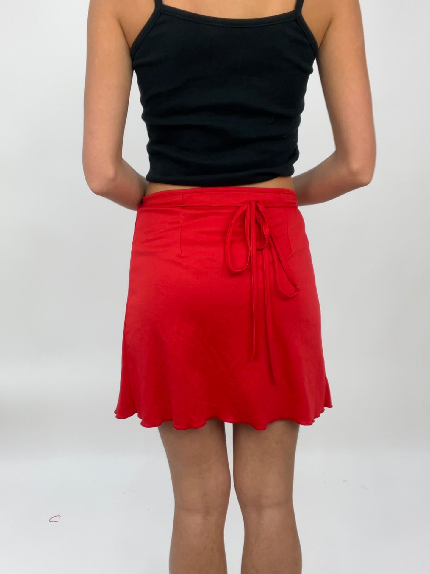 COCONUT GIRL DROP | small red tie up wrap skirt