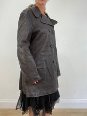 vintage edit thirteen | large brown faux leather jacket