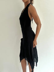 BEST PICKS | small black asymmetric halterneck midi dress