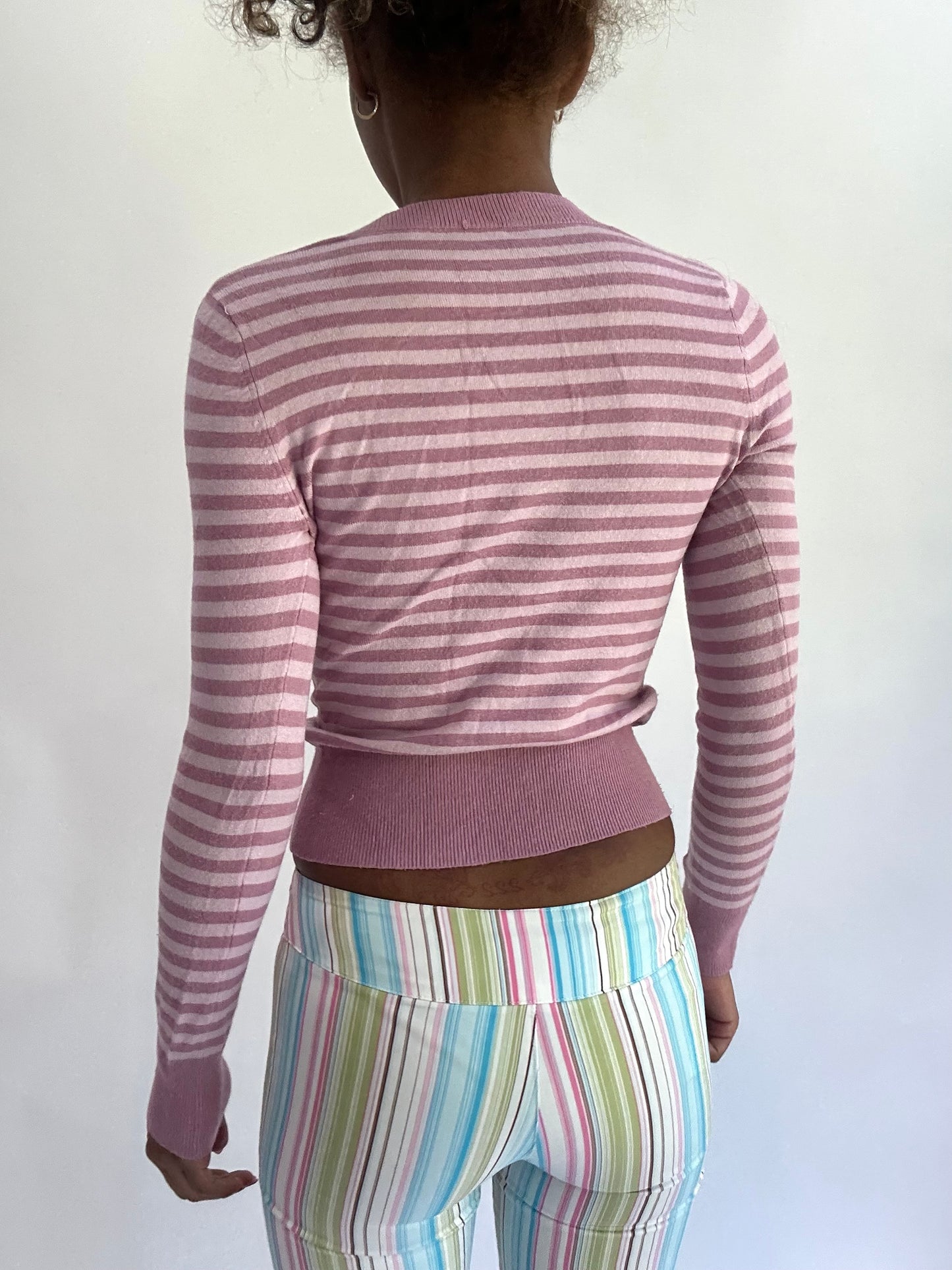 olivia rodrigo drop | extra small purple striped cropped jumper
