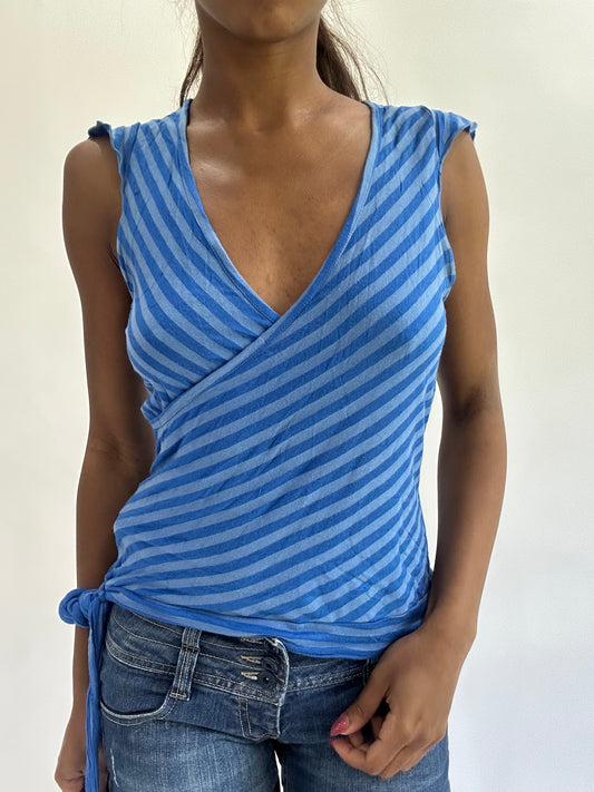 colourmaxxing drop | small blue striped wrap around top