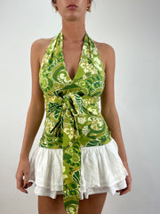 vintage edit fourteen | small green floral halterneck top