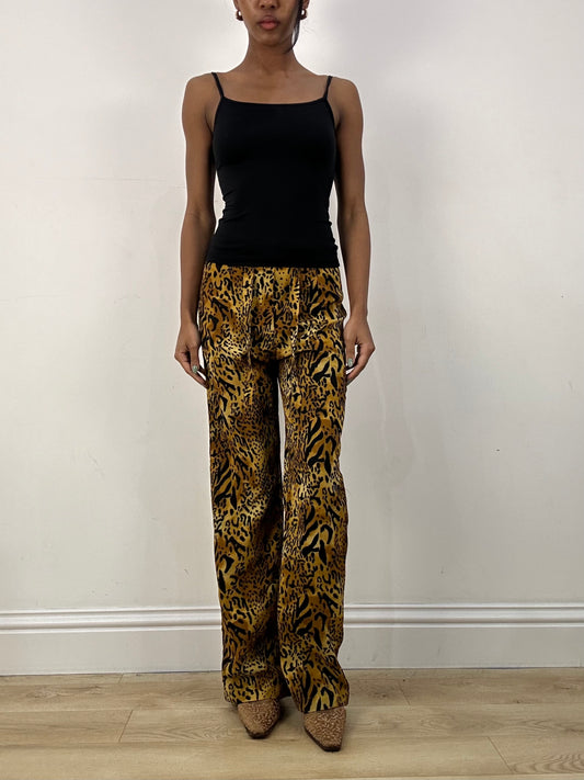 MOB WIFE DROP | small animal print trousers with tie front