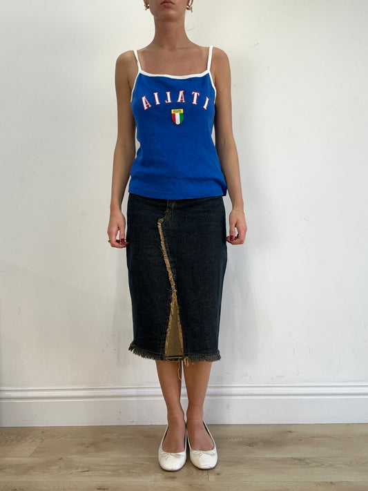 vintage edit sixteen | small dark wash denim midi skirt