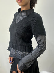 romantic grunge edit | small black layered sweater and shirt top
