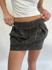 COASTAL COWGIRL DROP | small brown plaid mini skirt