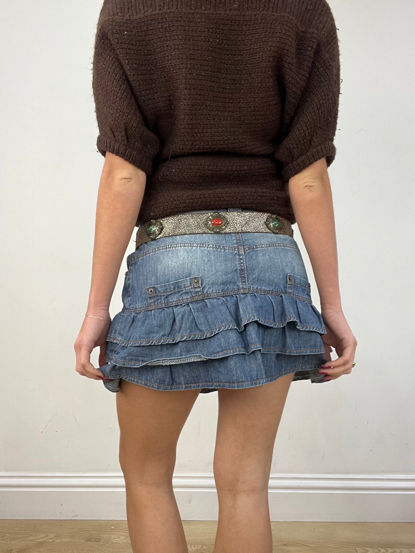 vintage edit twelve | brown and silver embellished belt