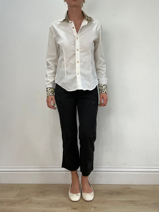 vintage edit seventeen | medium white roberto cavalli tiger print shirt