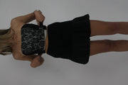 black ruffle mini skirt front view