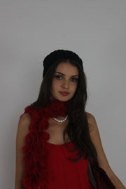 black slouch beanie front view