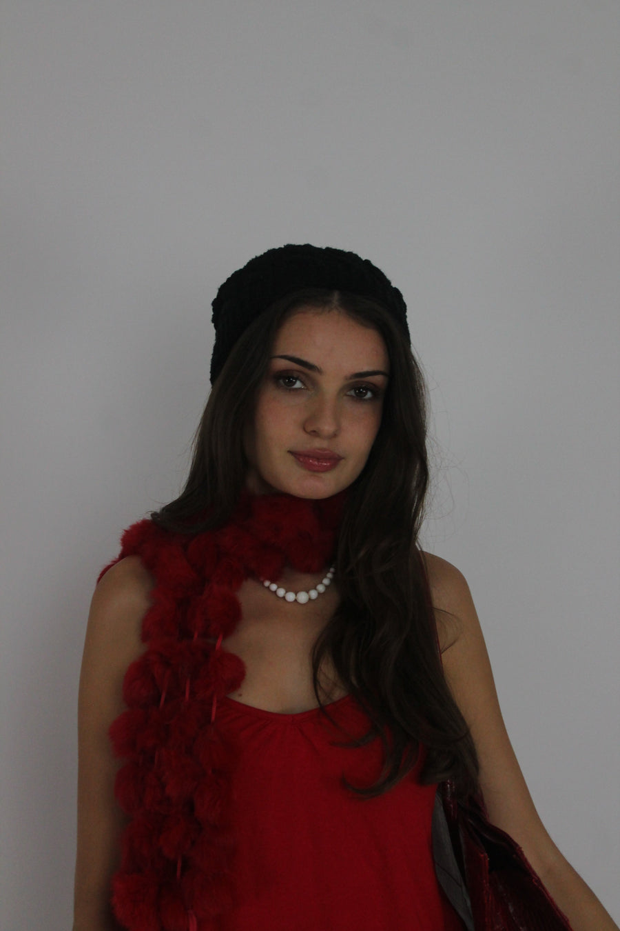 black slouch beanie front view