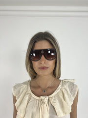 brown oversized shield sunglasses front view