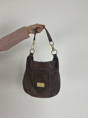 dark brown hobo shoulder bag front view