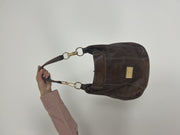 dark brown hobo shoulder bag front view