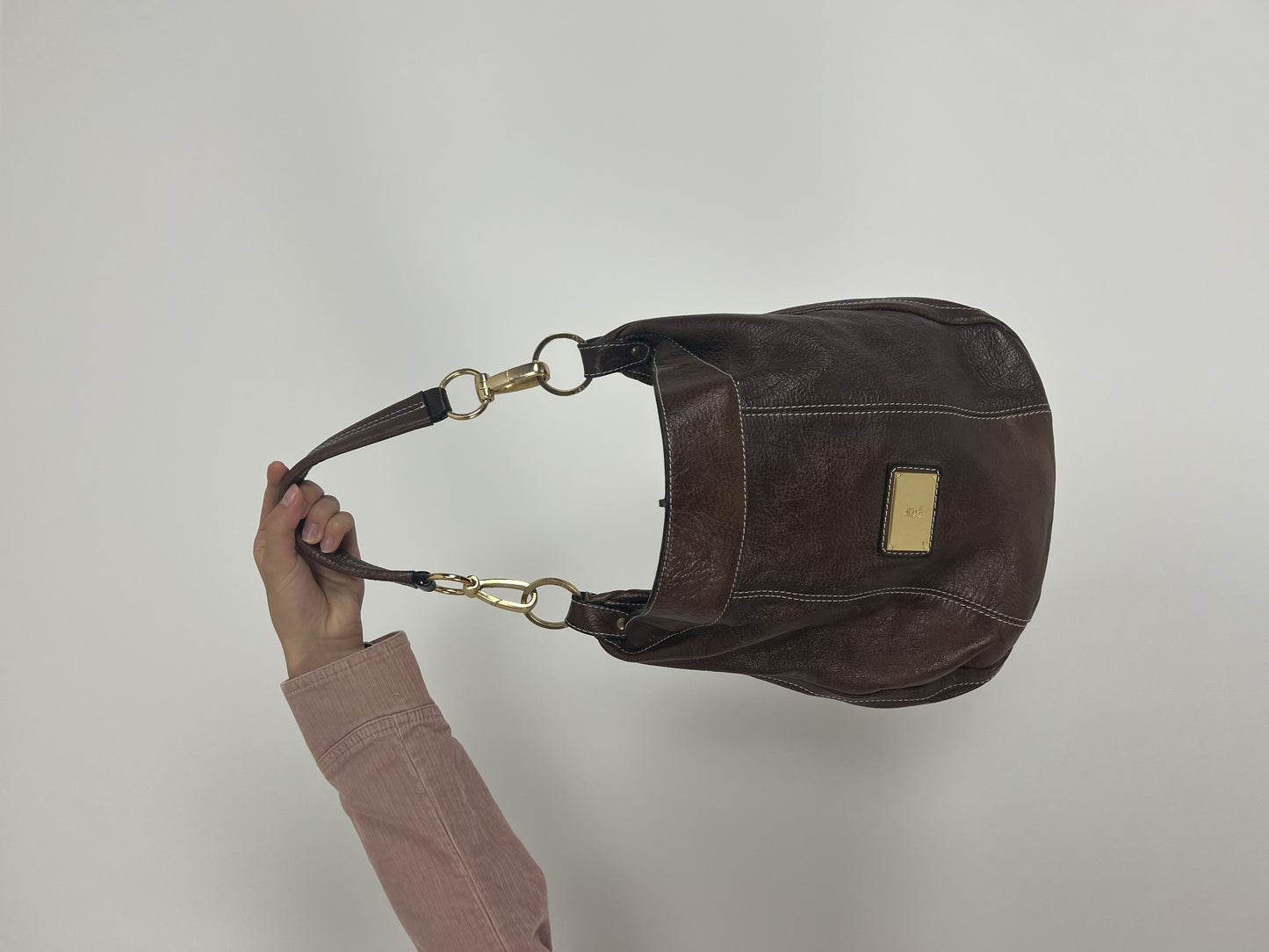 dark brown hobo shoulder bag front view