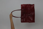 dark red croc-effect tote bag front view