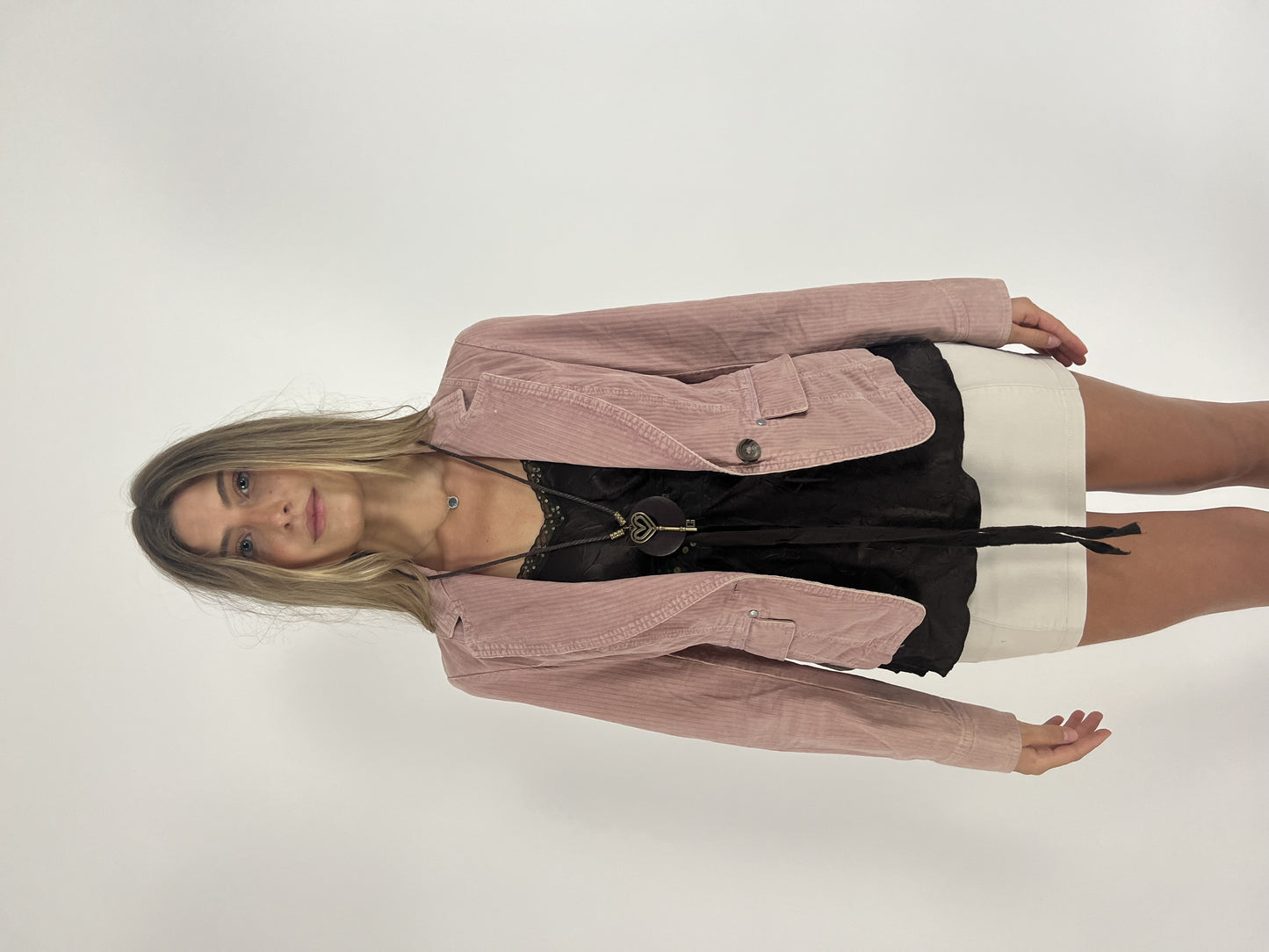dusty pink fitted blazer front view