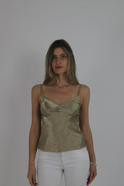 gold lace-trim cami top front view