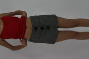 grey button-front mini skort front view