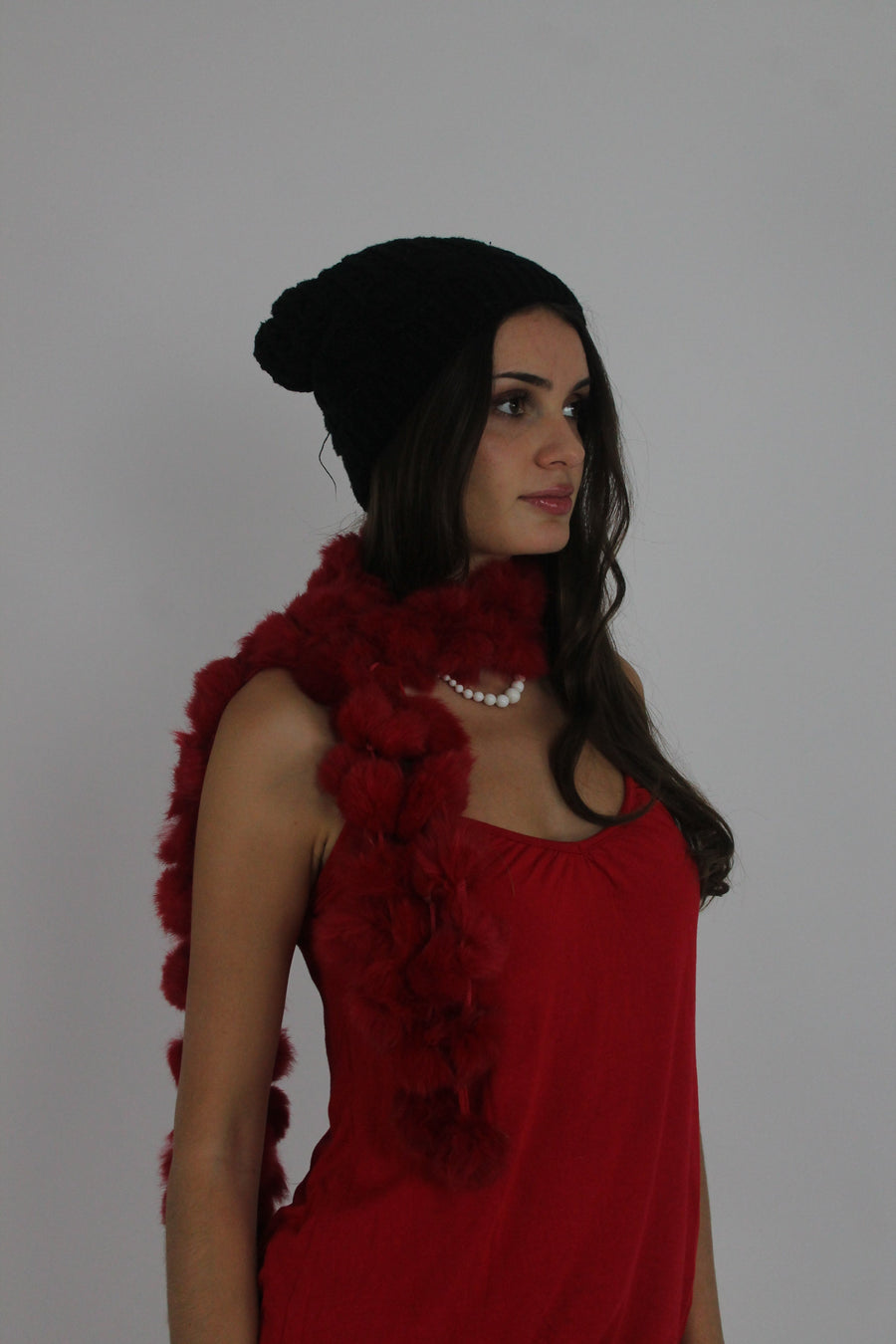 red feather boa scarf front view