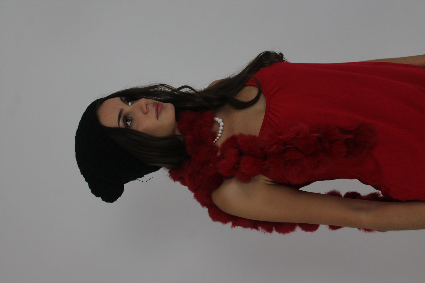 red feather boa scarf front view