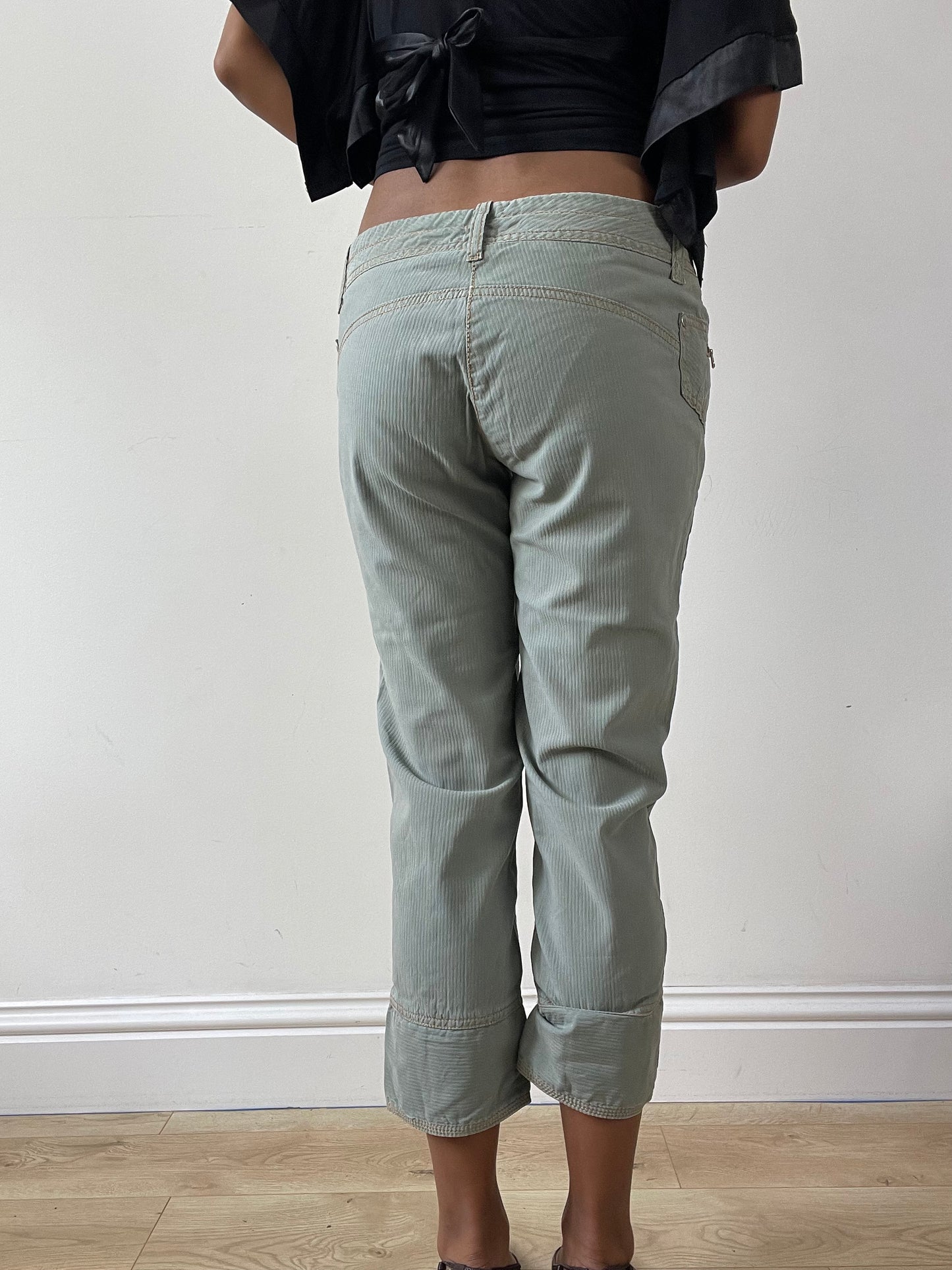 vintage edit twenty-nine | small green sisley cropped corduroy trousers