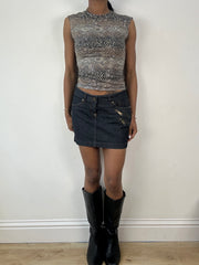 vintage edit eighteen | small grey denim zip mini skirt