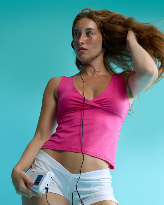 Lorelle Top in Bubblegum Pink – campaign front view