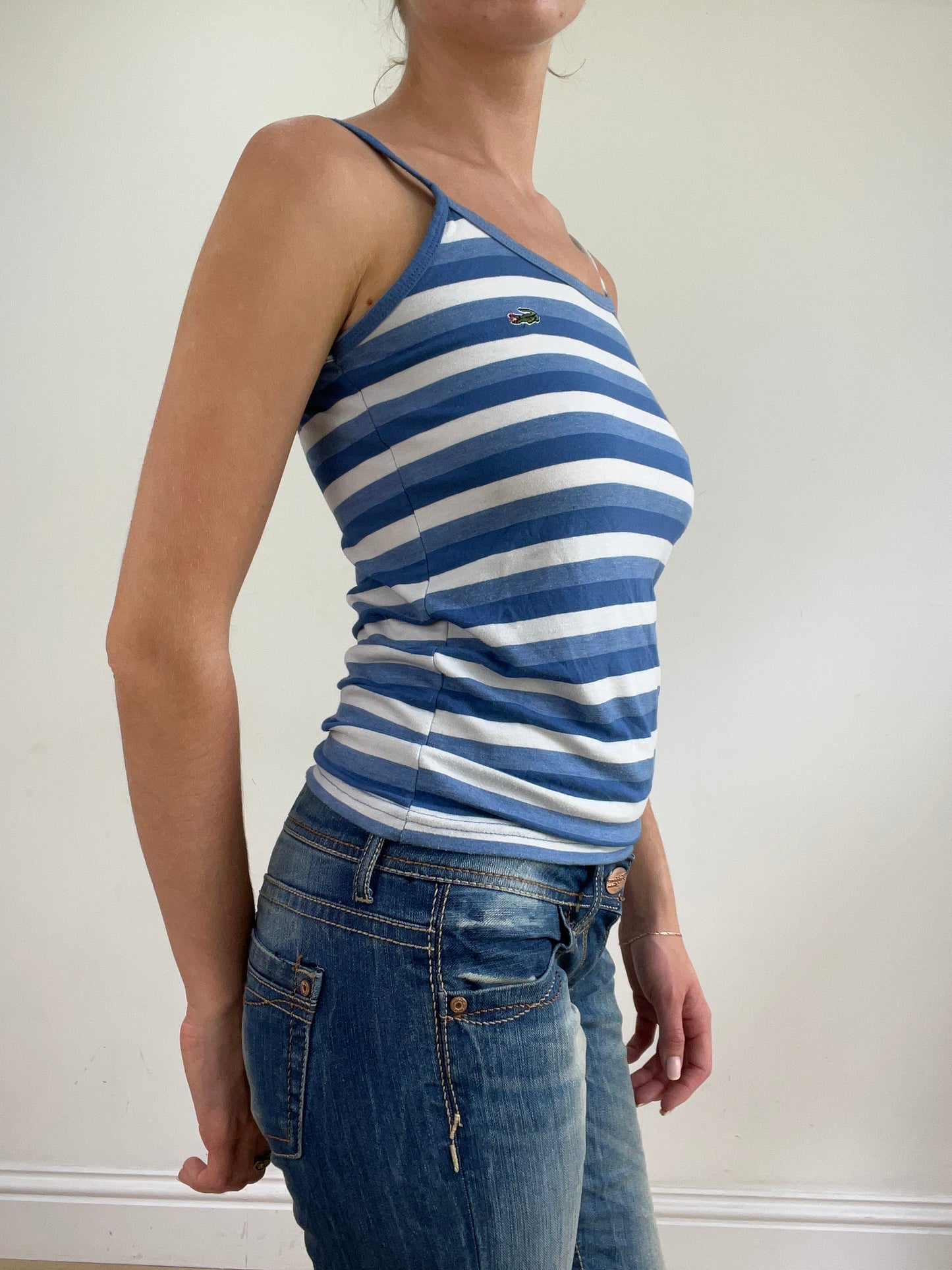 vintage edit twenty-four | small blue and white stripy lacoste cami