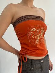 ‼️ | small orange sequin embroidery bandeau top