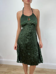 vintage edit seventeen | small dark green halterneck dress