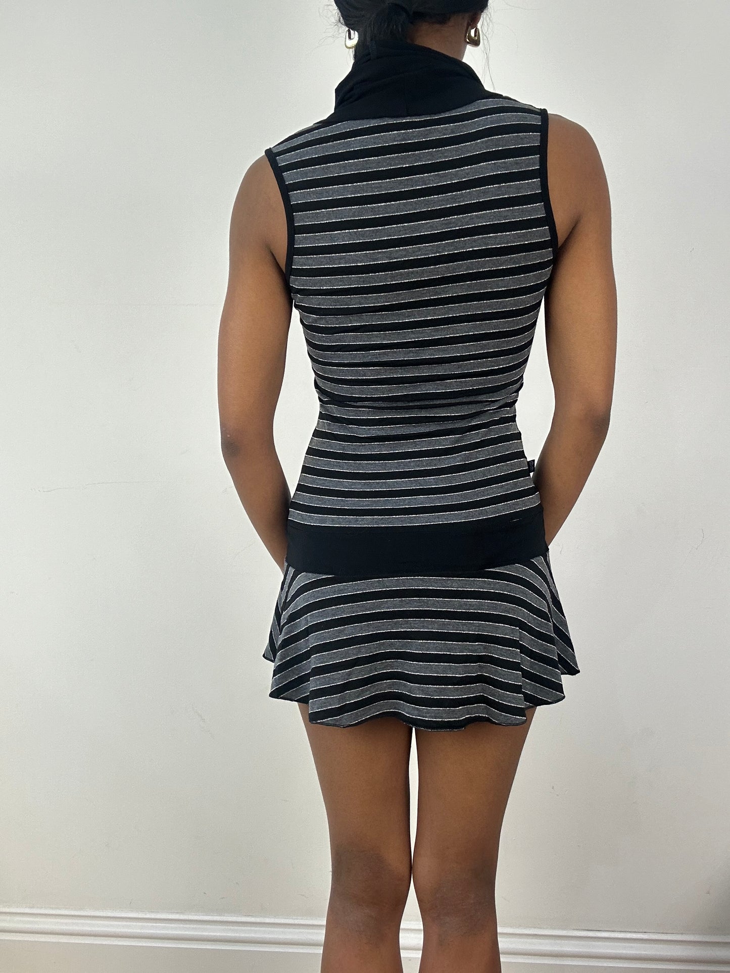 vintage edit eighteen | extra small black and grey striped mini dress