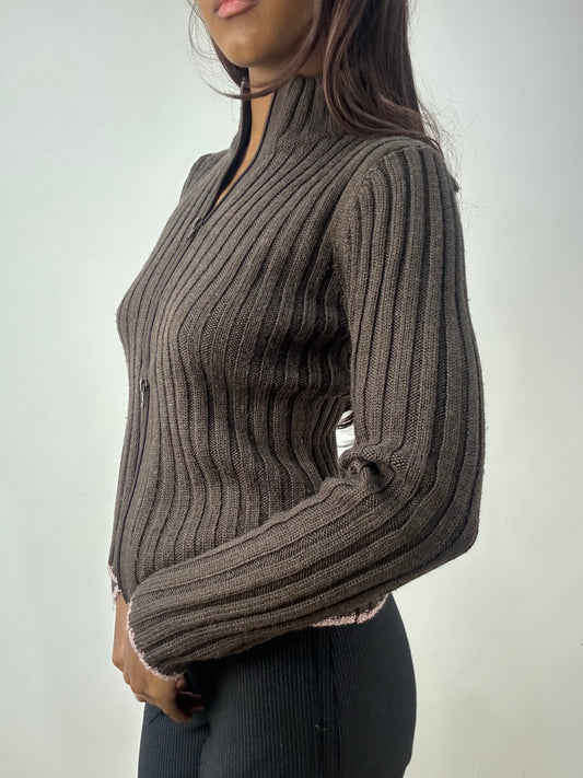 BEST PICKS | small brown knit dual zip jumper