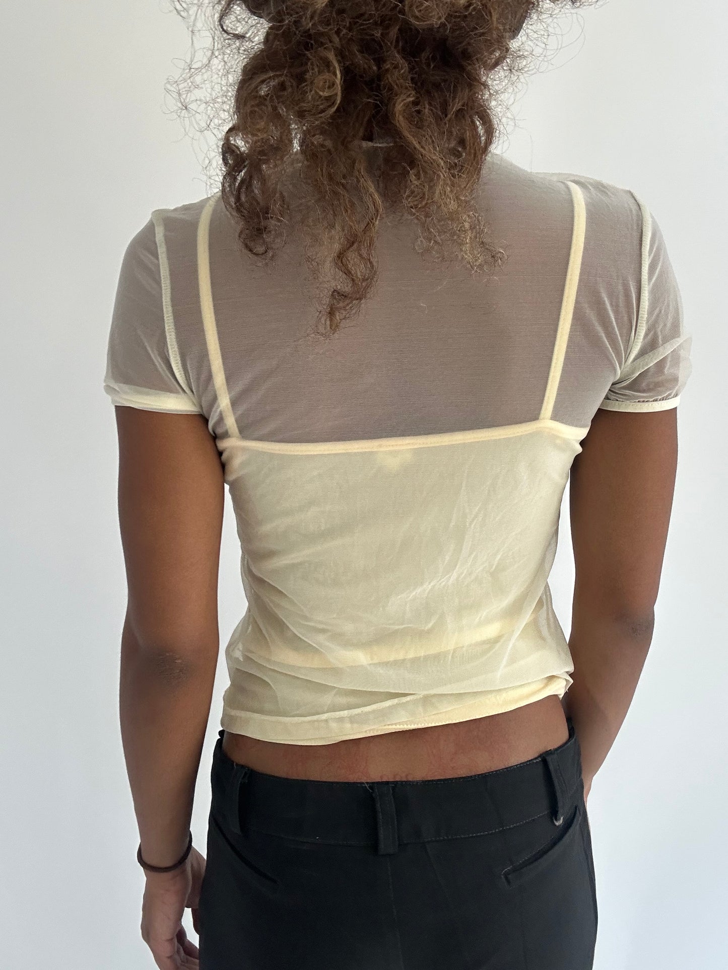 ‼️ | cream mesh layered top
