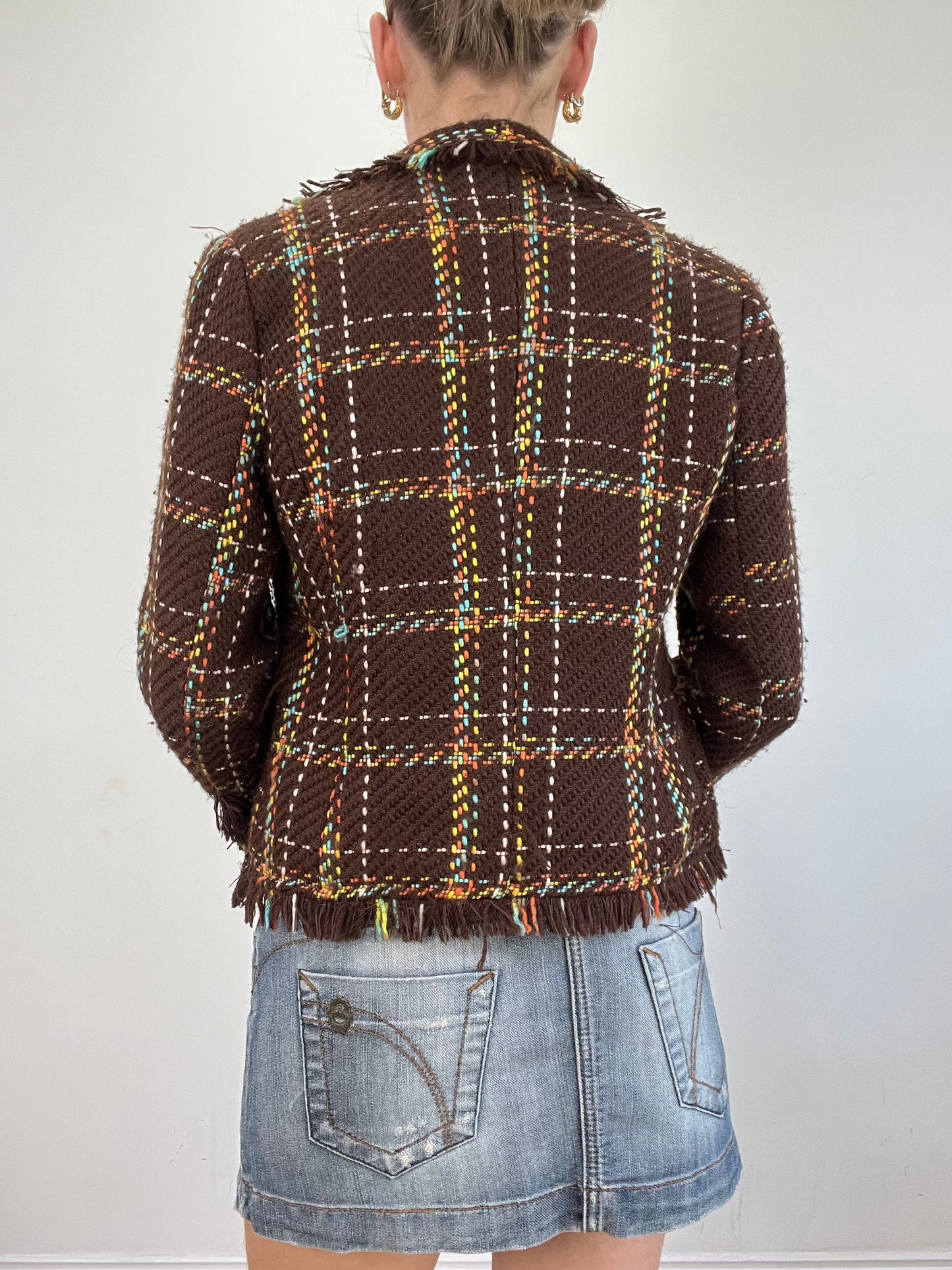 vintage edit twenty | small brown and yellow checkered tweed jacket