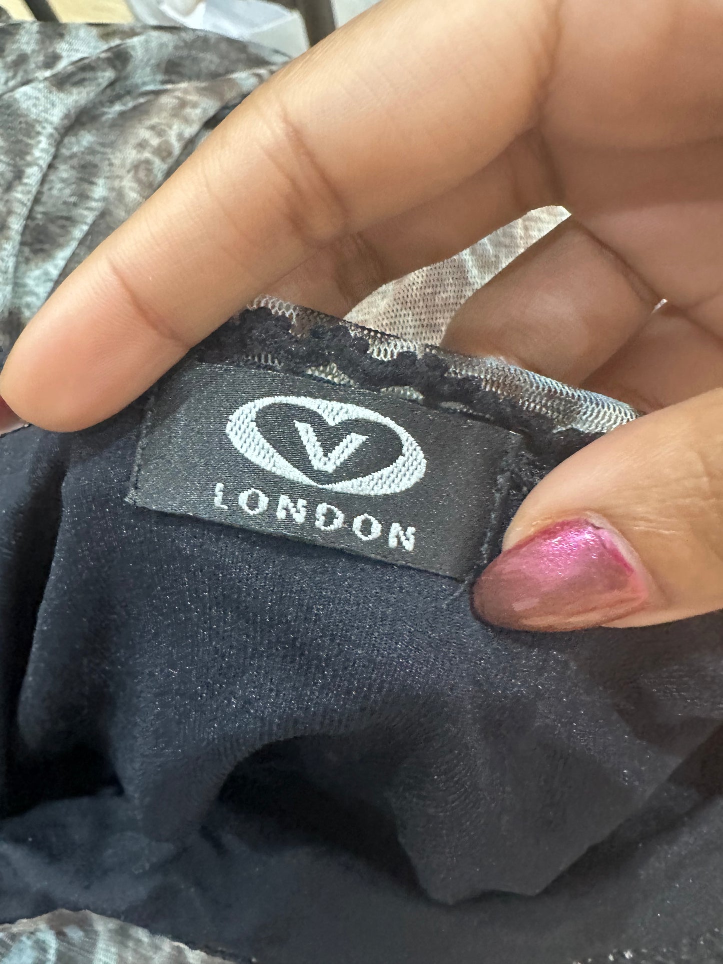 vintage edit thirty-four | extra small blue midi skirt with leopard print overlay