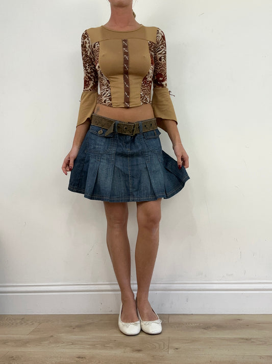 vintage edit thirteen | small brown animal print top
