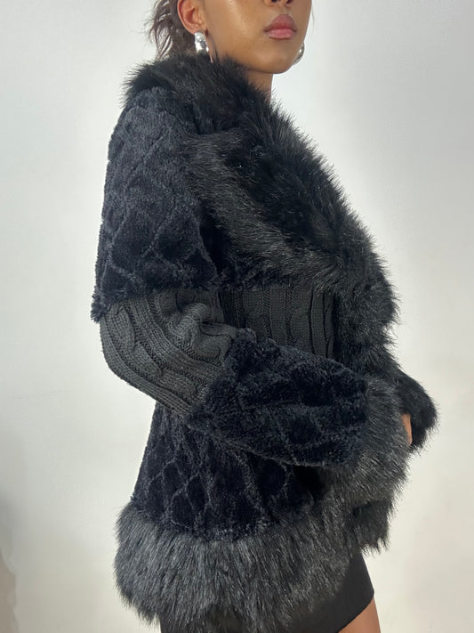 vintage edit: halloween | medium black faux fur jacket